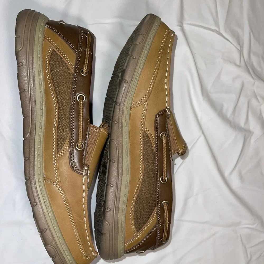 Croft & Barrow Coffee‎ Roast Leather Boat Shoes Moccasins Size 11 Acadamia Men's